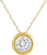 Bliss Diamond .90Ct Diamond Bezel Pendant Solitaire Necklace 14k Gold Lab Grown