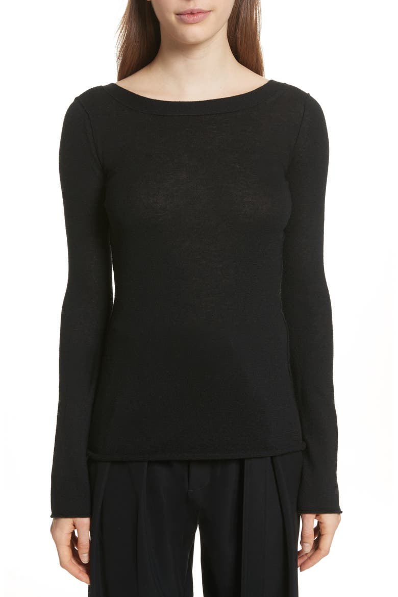 Cashmere V-Back Cashmere Sweater, Main, color, BLACK