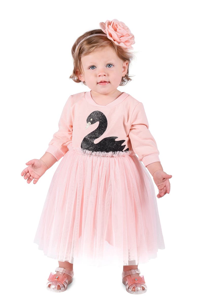 Popatu Glitter Swan Tulle Dress, Alternate, color,