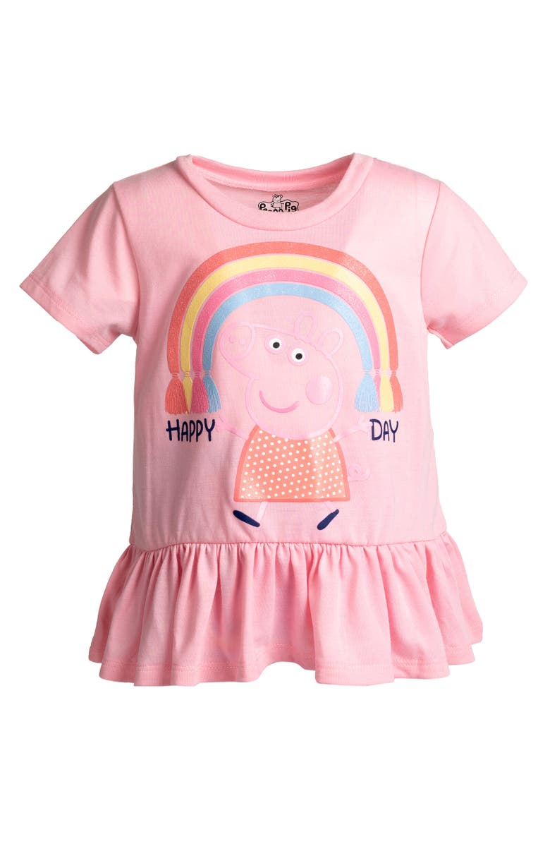 Peppa Pig T-Shirt & Leggings Set, Alternate, color, Peplum Rainbows