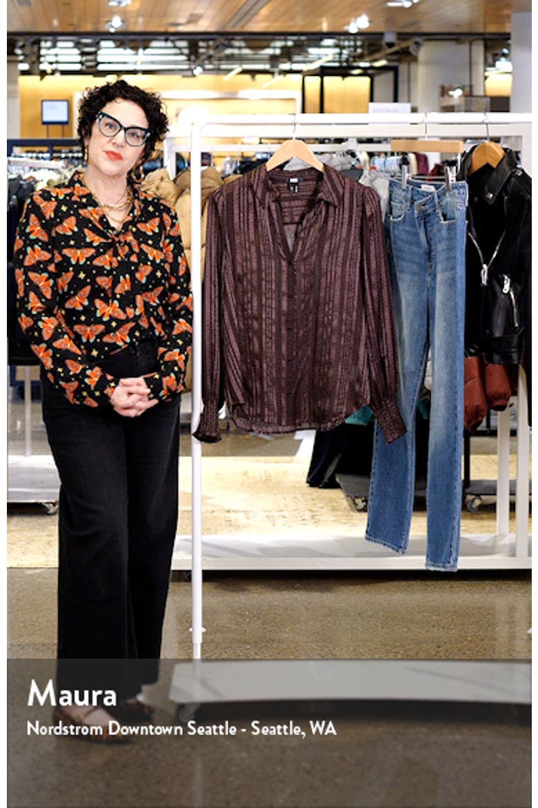 Kaitlin Stripe Balloon Sleeve Silk Button-Up Shirt video