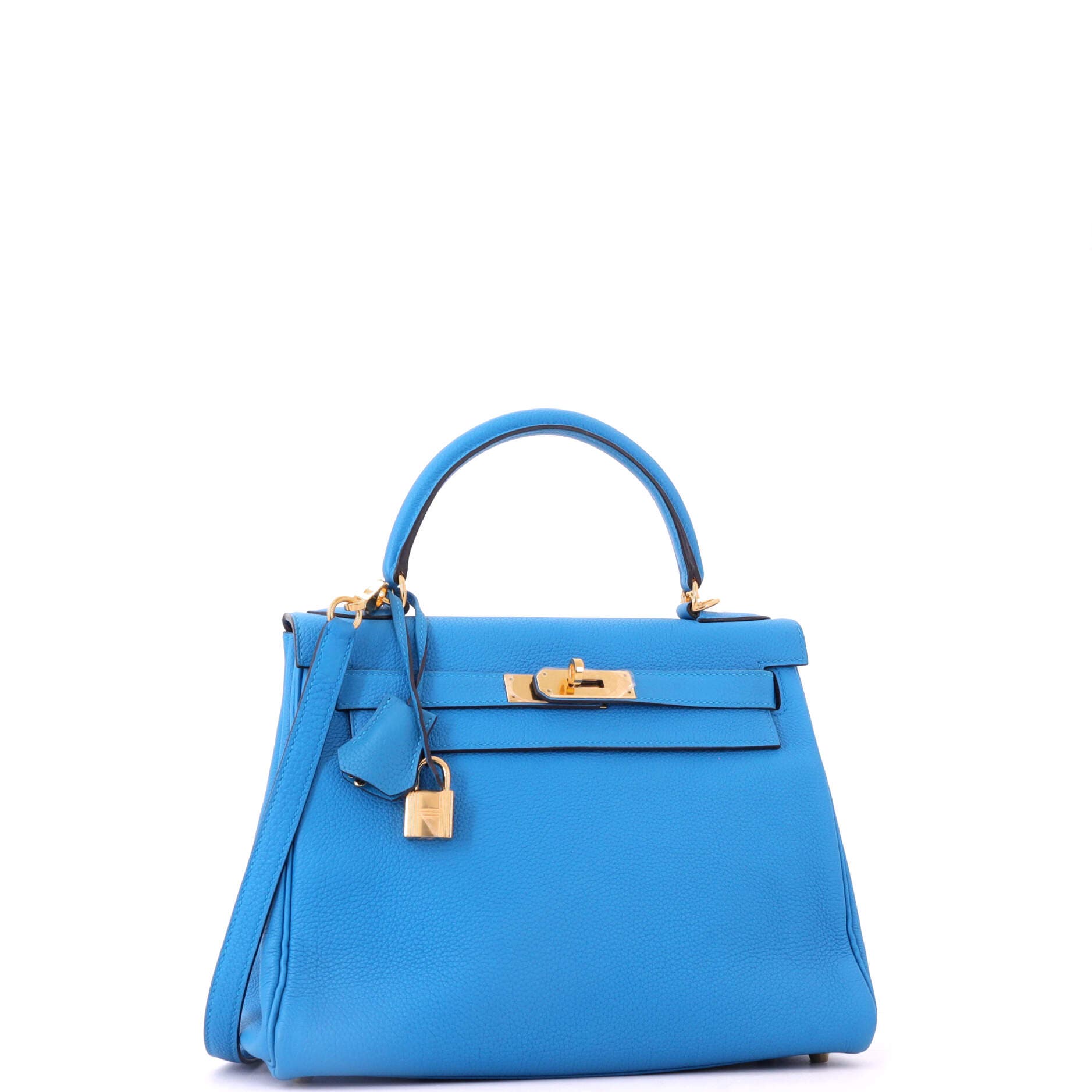Pre-Owned Hermes Kelly Handbag Blue Togo with Gold Hardware 28, Alternate, color, Bleu Zanzibar