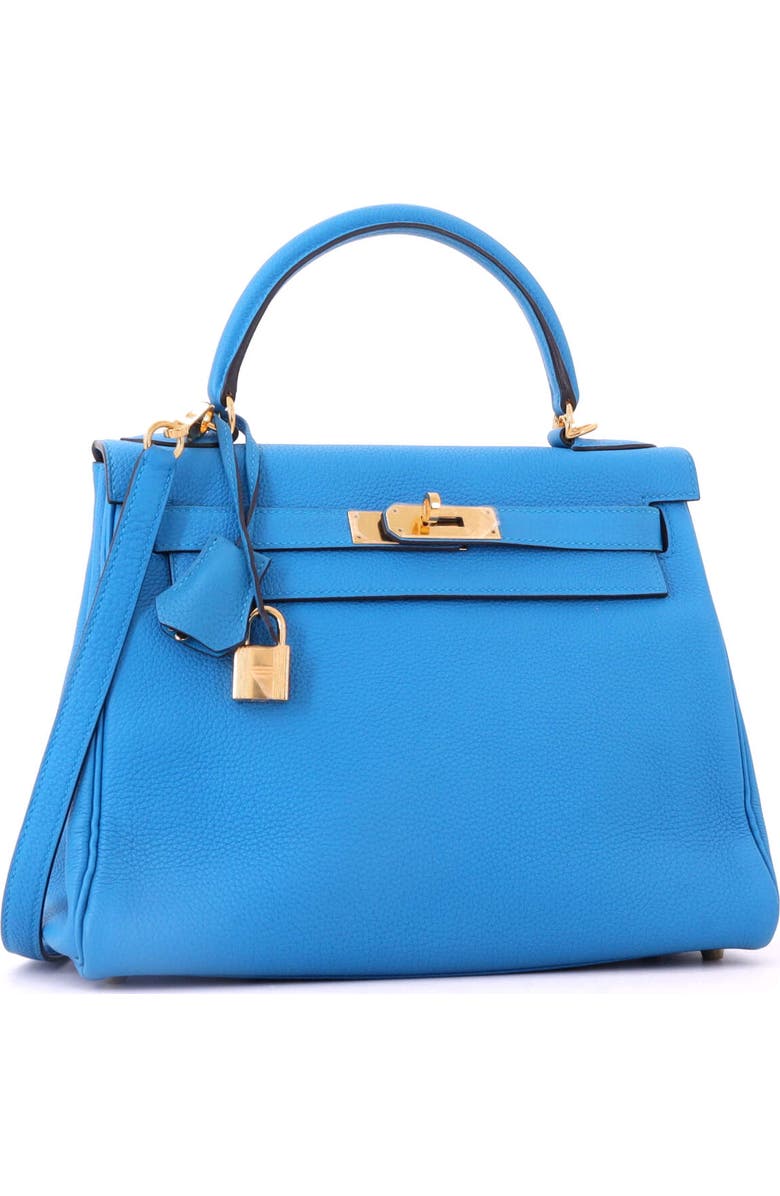Pre-Owned Hermes Kelly Handbag Blue Togo with Gold Hardware 28, Alternate, color, Bleu Zanzibar