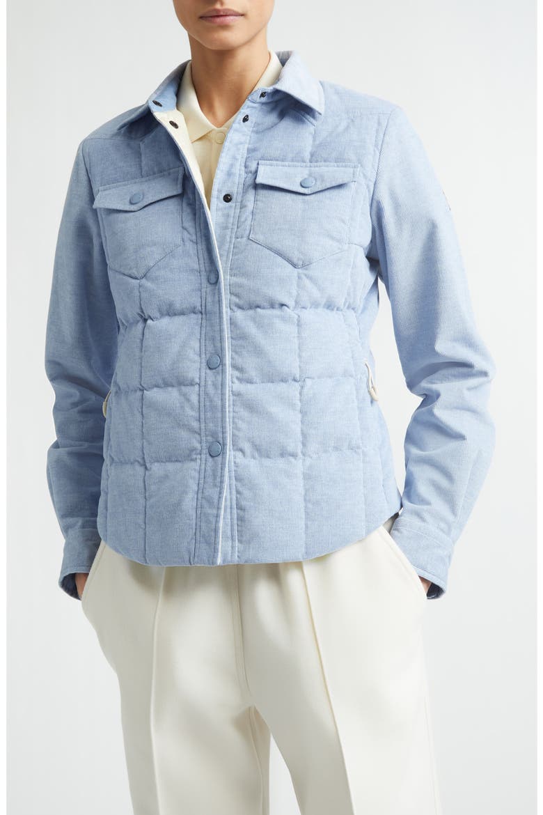 Nangy Quilted Down Shirt Jacket, Main, color, LIGHT BLUE