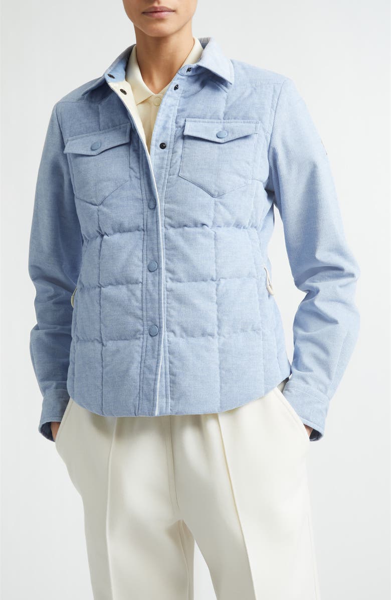 Moncler Grenoble Nangy Quilted Down Shirt Jacket, Main, color, Light Blue