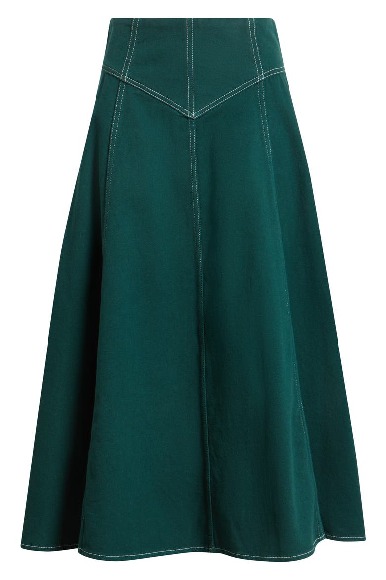 Diana Cotton Twill Midi Skirt, Alternate, color, JUNE BUG