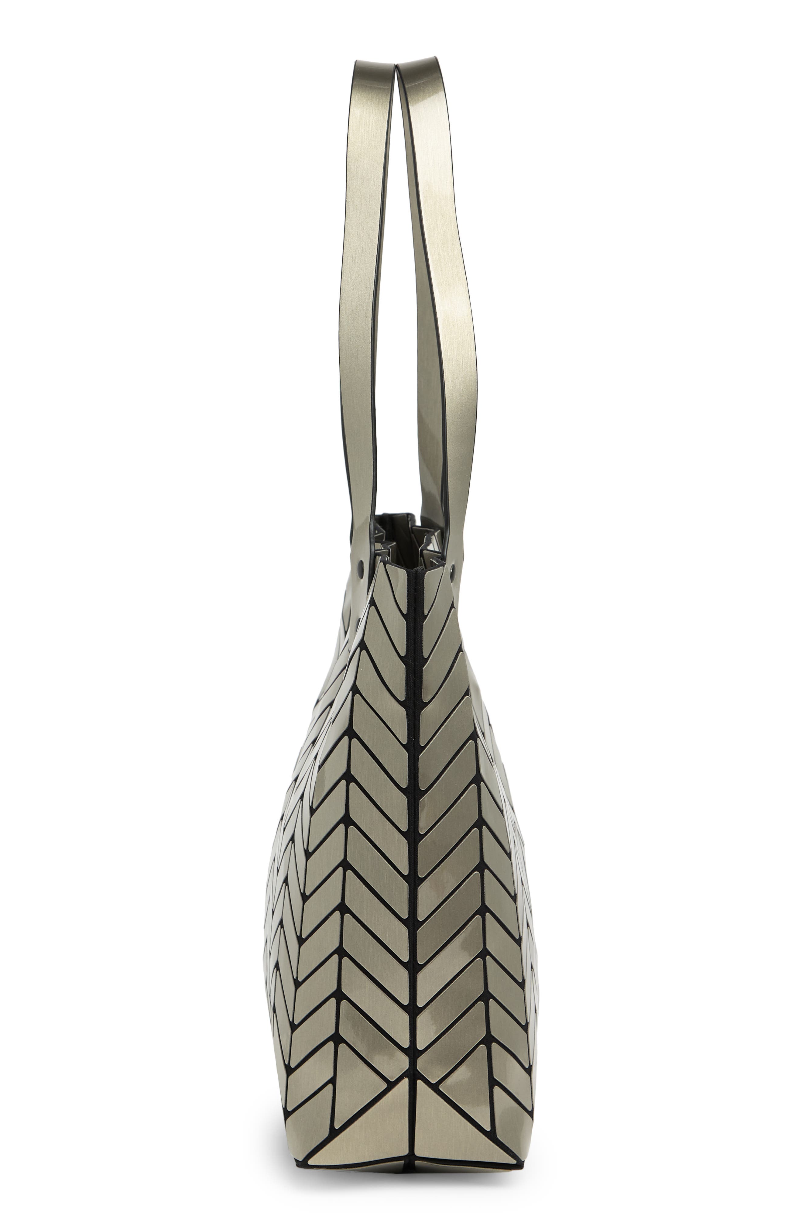 Chevron Tote Bag, Alternate, color, SHINY SILVER