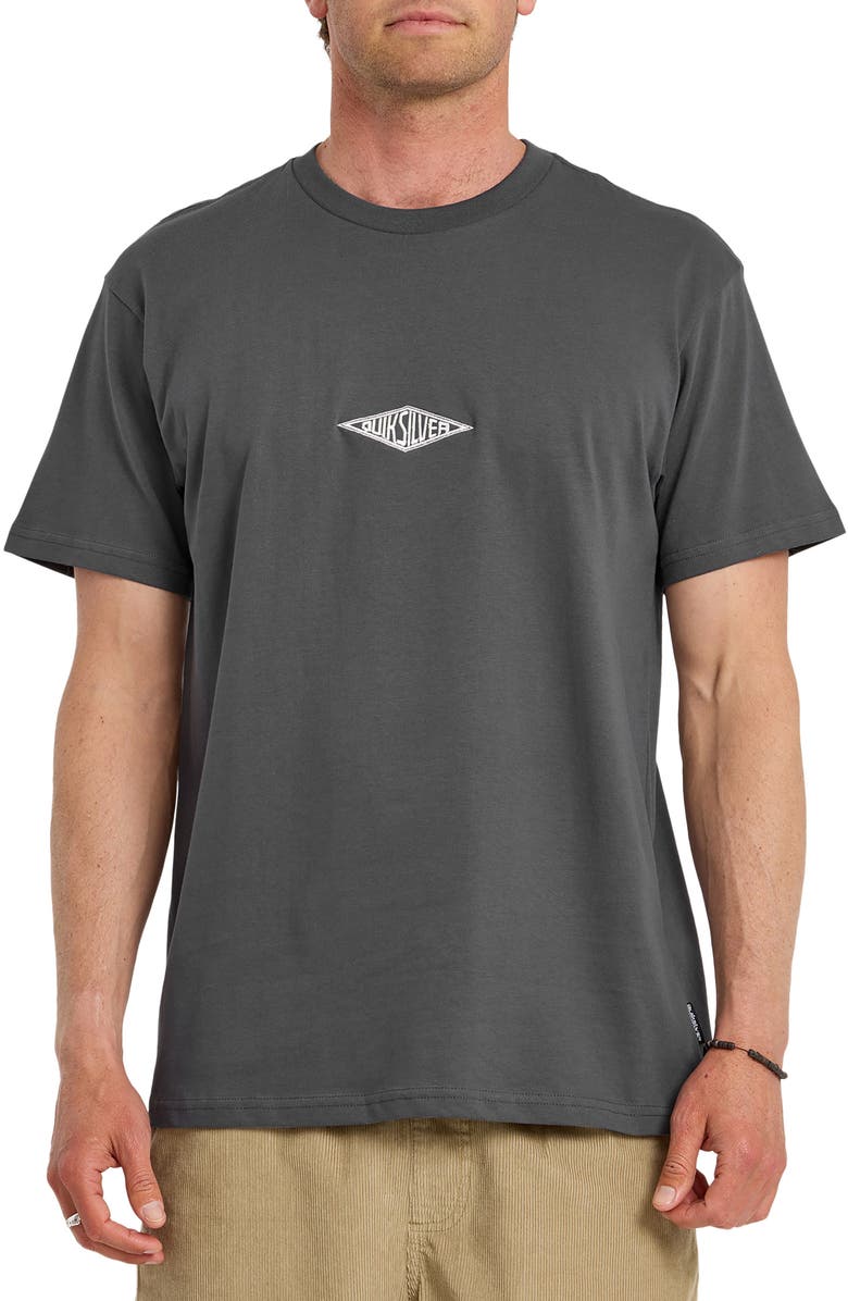 Quiksilver Work Ship Embroidered Cotton T-Shirt, Main, color, Iron Gate