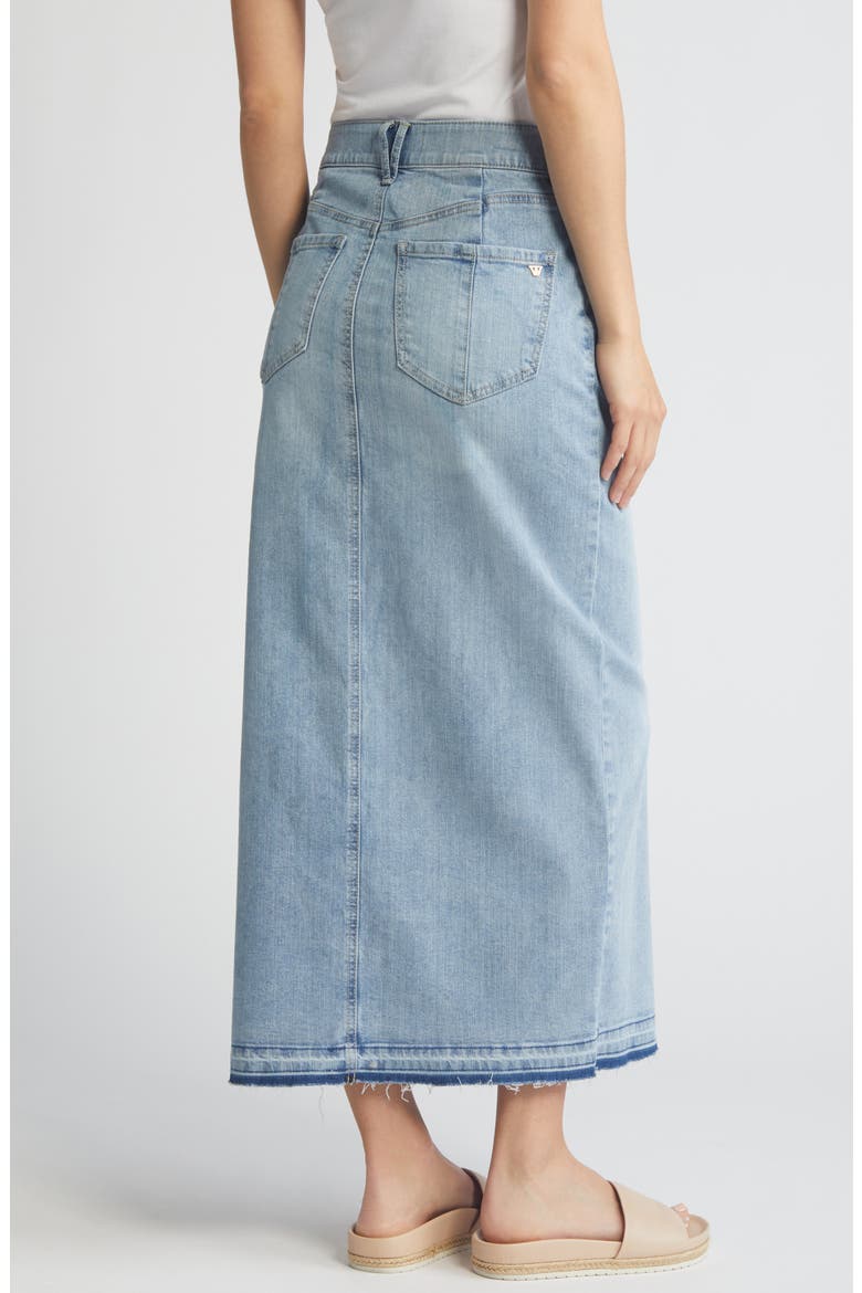 'Ab'Solution Skyrise Raw Hem Denim Maxi Skirt, Alternate, color, LIGHT BLUE