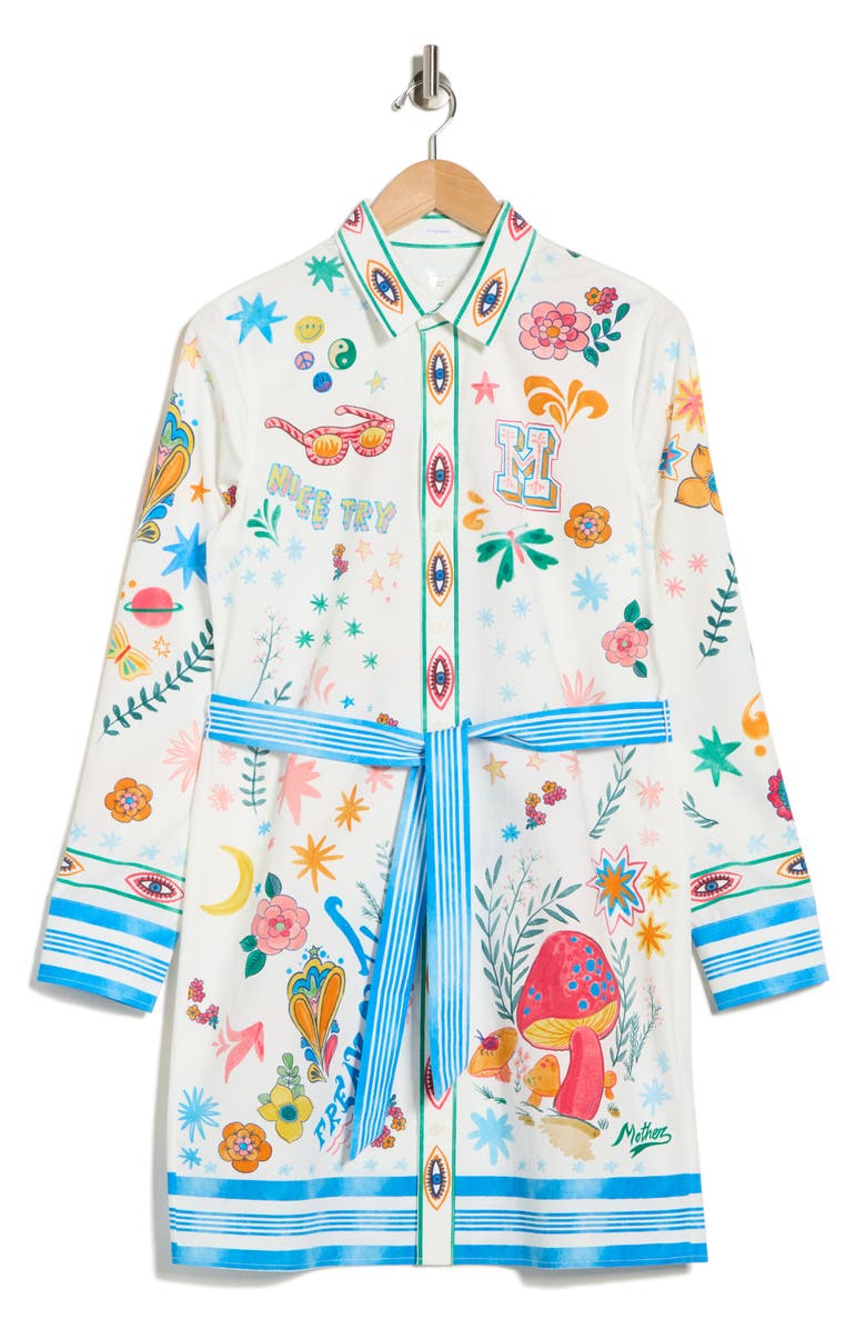 MOTHER The Frenchie Long Sleeve Shirtdress, Alternate, color, Freak Out