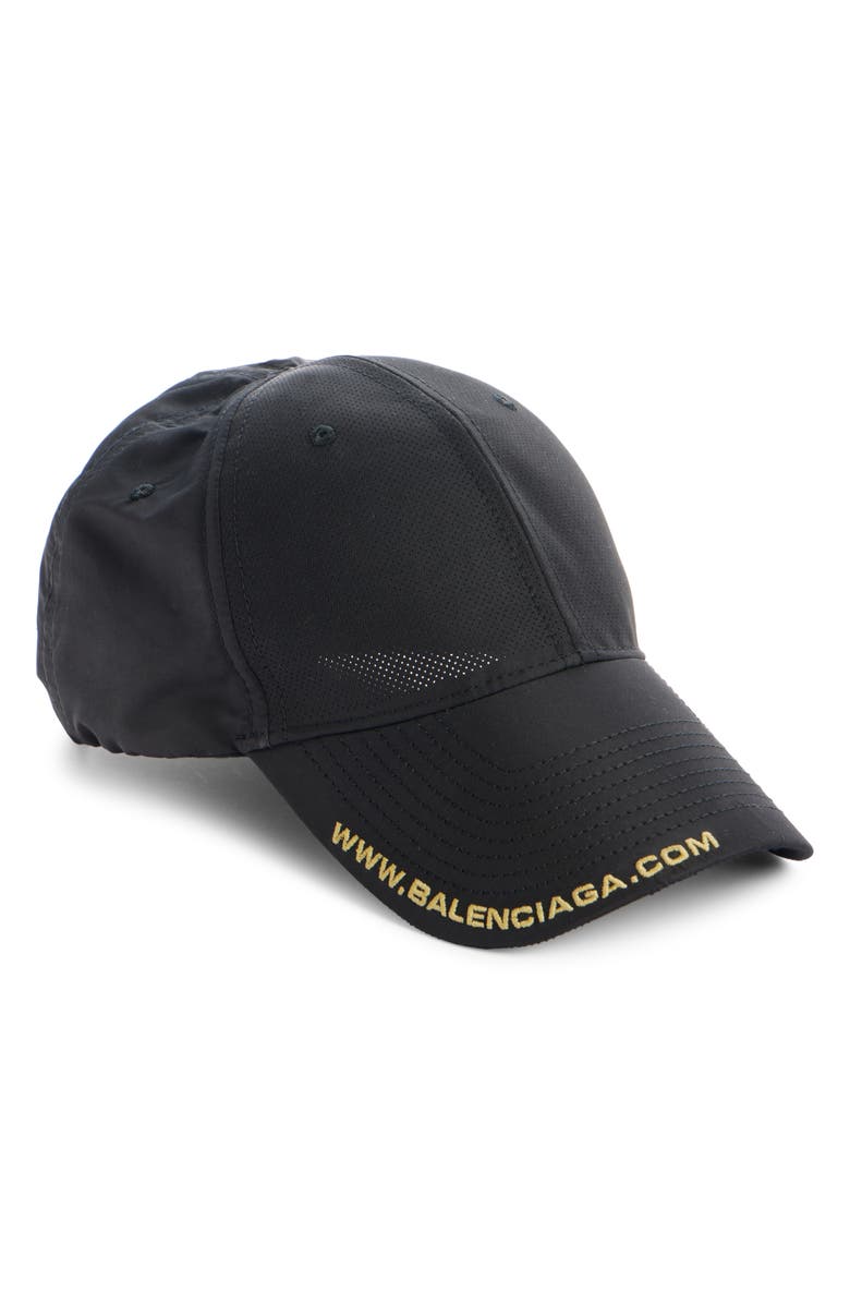 Balenciaga Perforated Webs Baseball Cap, Main, color, 1000 Black