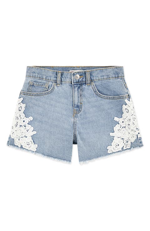 Kids' Lace Appliqué Cutoff Denim Shorts (Big Kid)