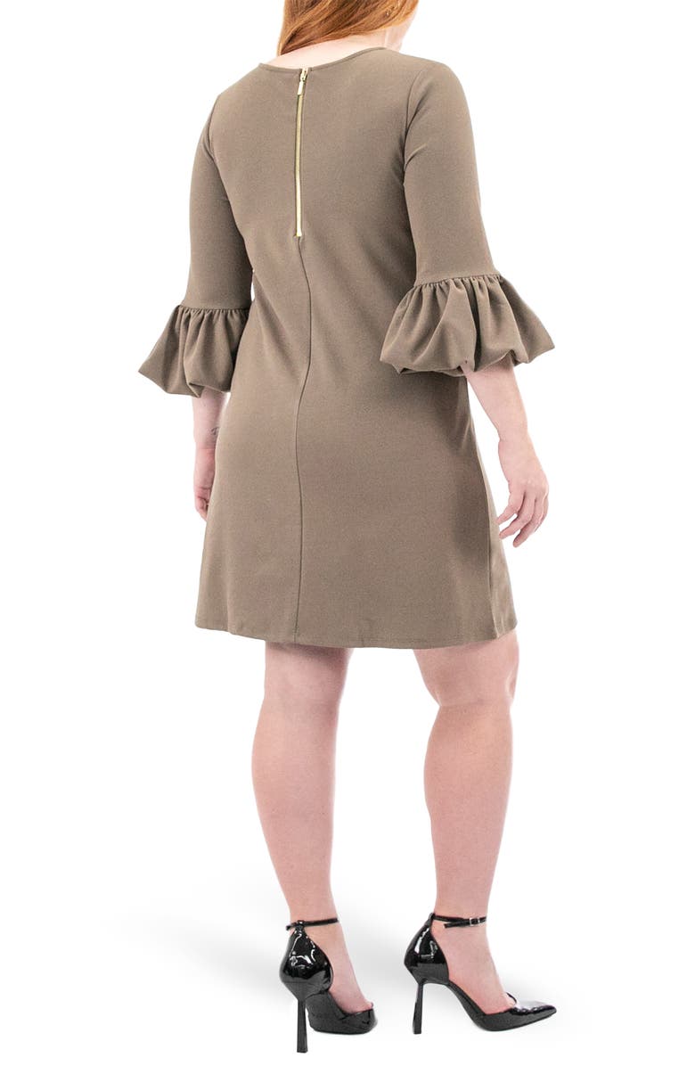Nina Leonard Gathered Boat Neck Shift Dress, Alternate, color, Mink
