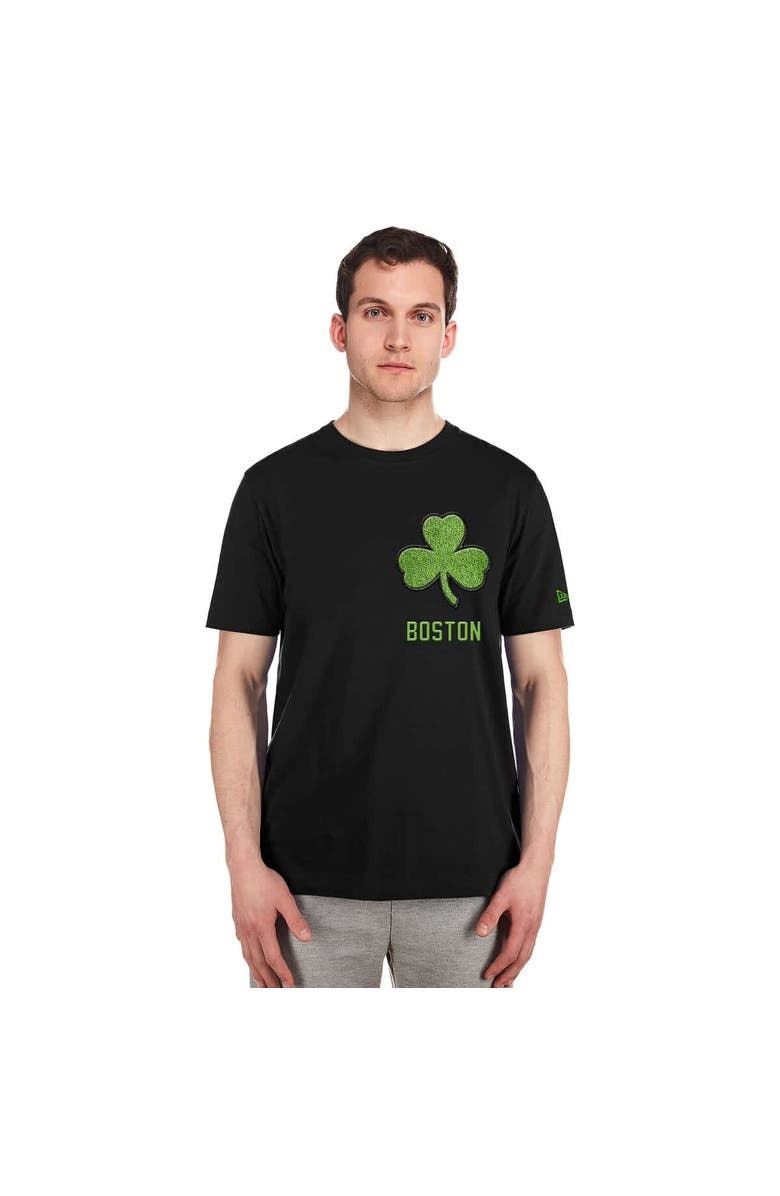 New Era Men's New Era  Black Boston Celtics 2024/25 City Edition Chenille Heavyweight T-Shirt, Alternate, color, 