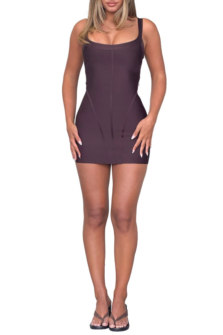 Eva Bandage Minidress, Main, color, CHOC BROWN