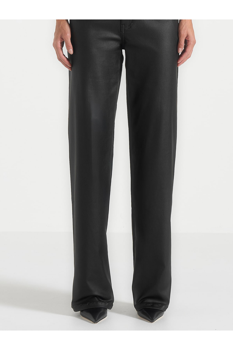 Florence Wax Effect High Rise Straight Leg Jeans, Alternate, color, Black
