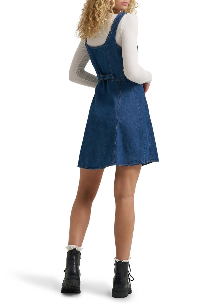 Seamed Denim Minidress, Alternate, color, EVENING BLUE