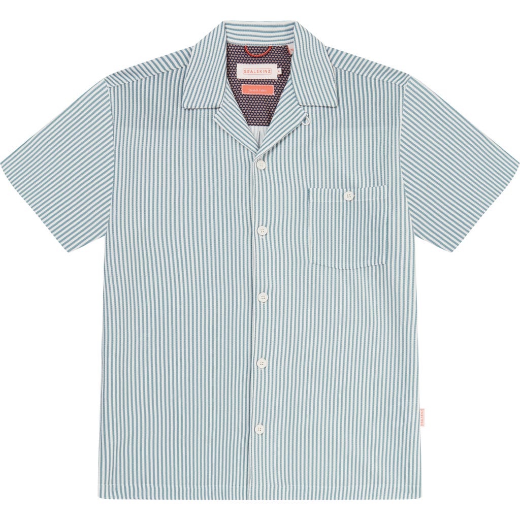 Sealskinz Stripe Jacquard Camp Shirt In Blue