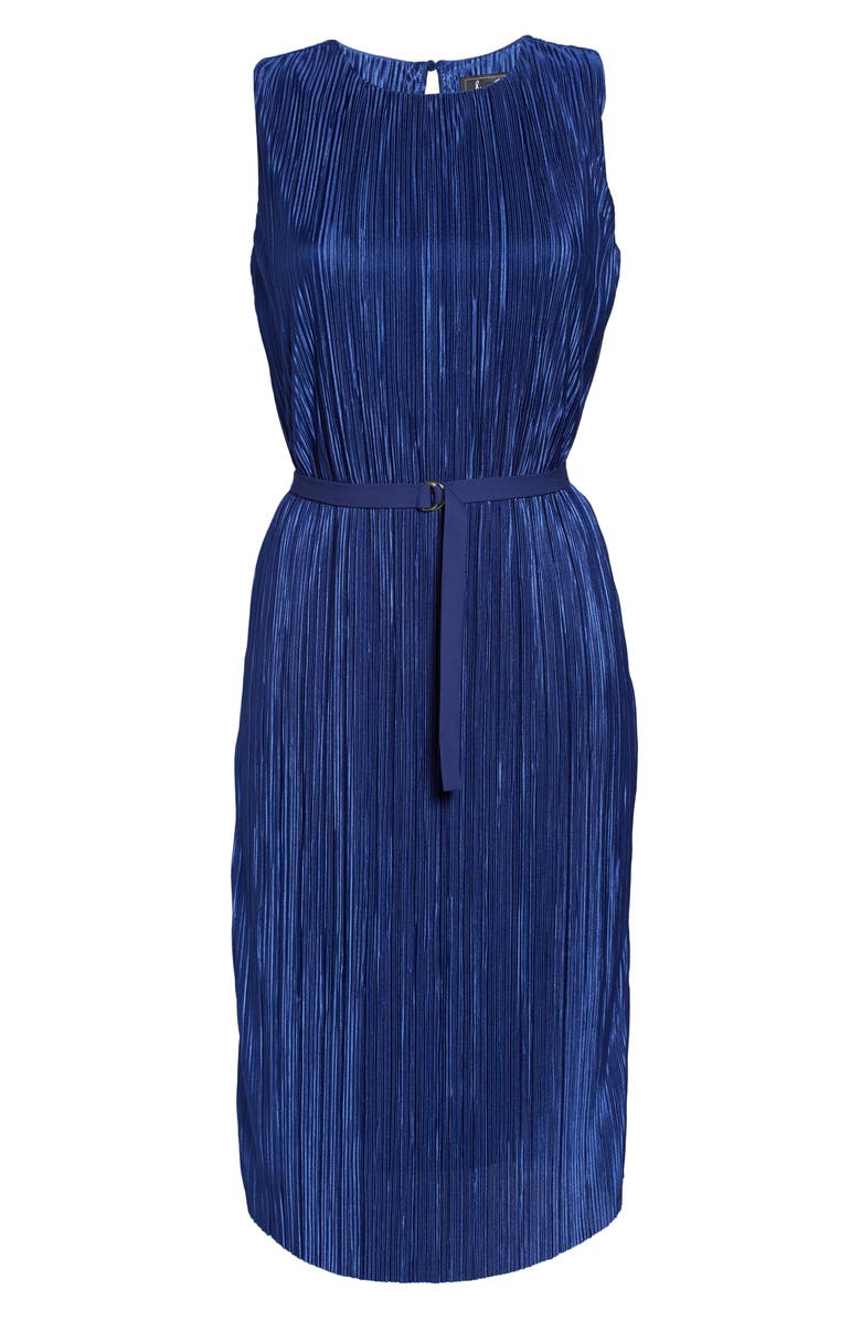 Sam Edelman Belted Plissé Shift Dress, Alternate, color, 