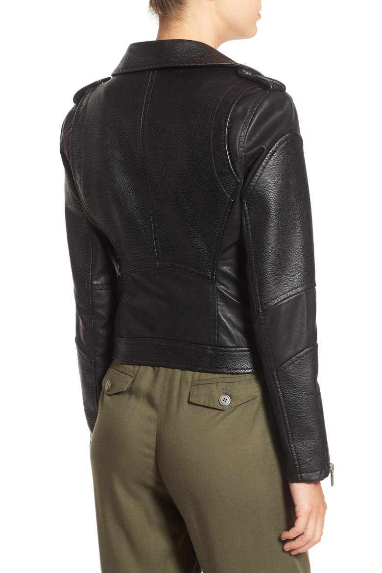 'Easy Rider' Faux Leather Moto Jacket, Alternate, color, BLACK