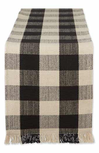 Design Imports Checkered Fringe Cotton Table Runner