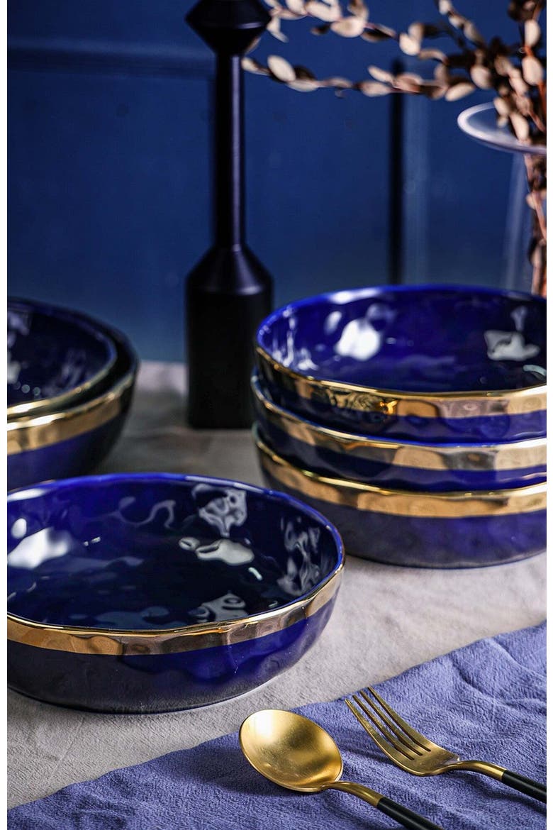 Florian Porcelain 4-Piece Pasta Bowl Set, Alternate, color, Blue