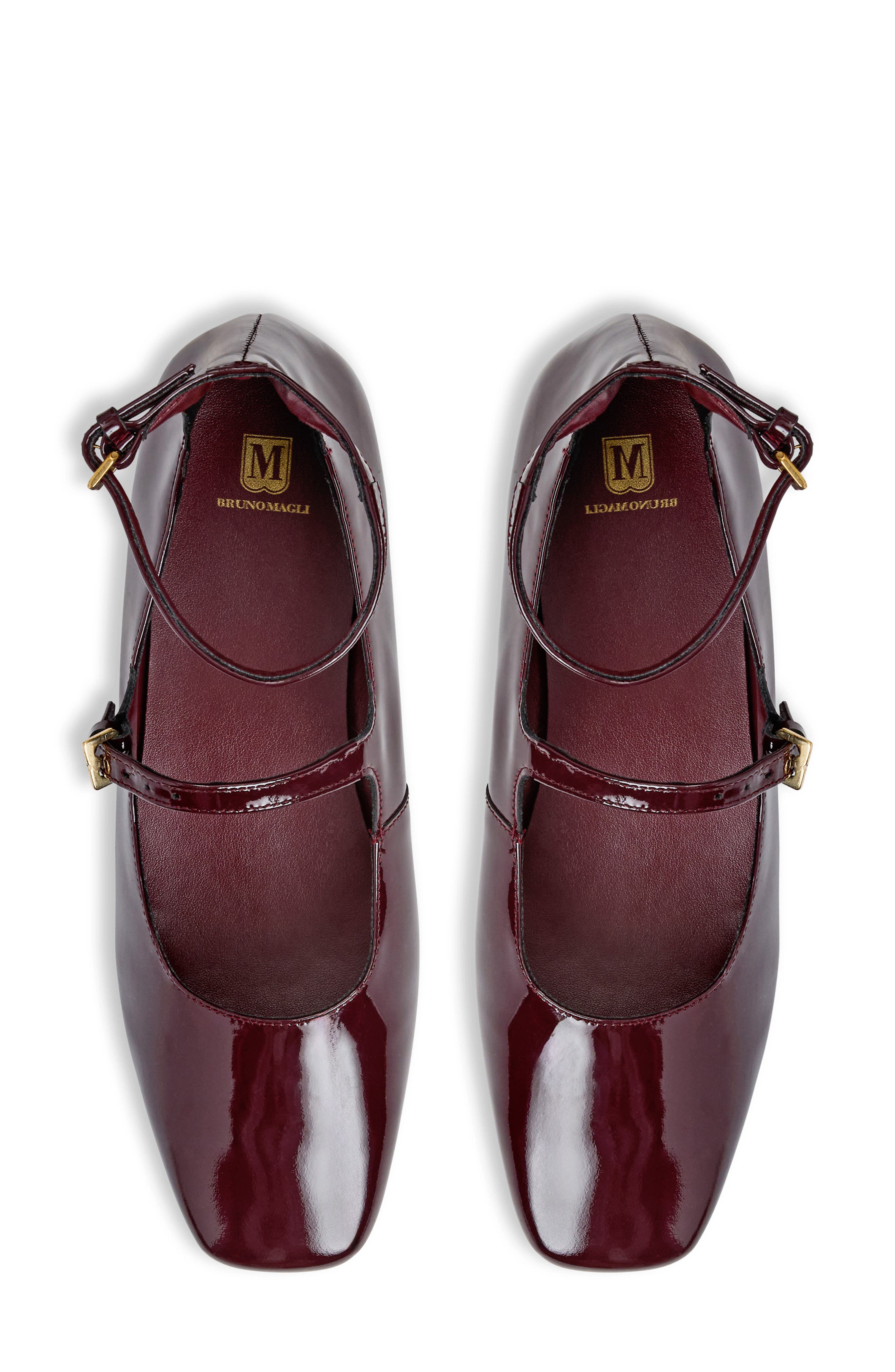 Bruno Magli Melanie Ankle Strap Flat, Alternate, color, Bordeaux Patent