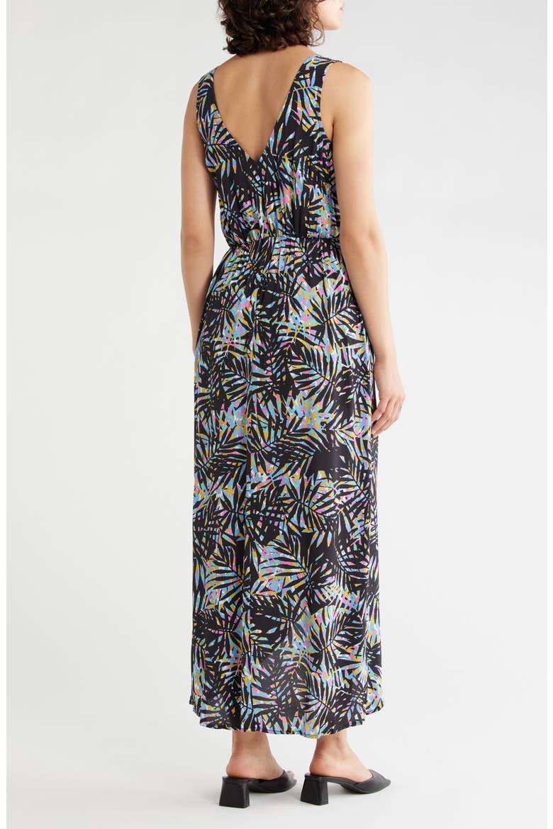 Front Twist High Low Maxi Dress, Alternate, color, BLACK/ BLUE