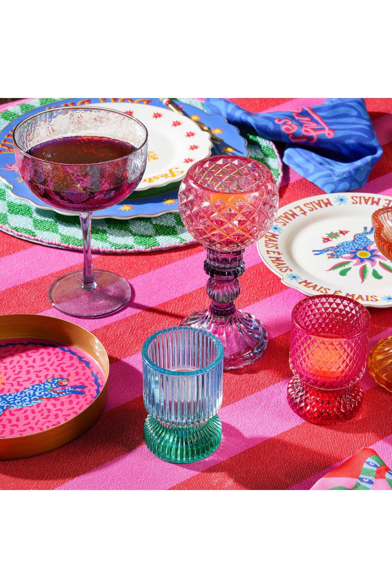 Glass Round Candle Holder and Decorative Object 3 Pcs Set, Alternate, color, Multicolor