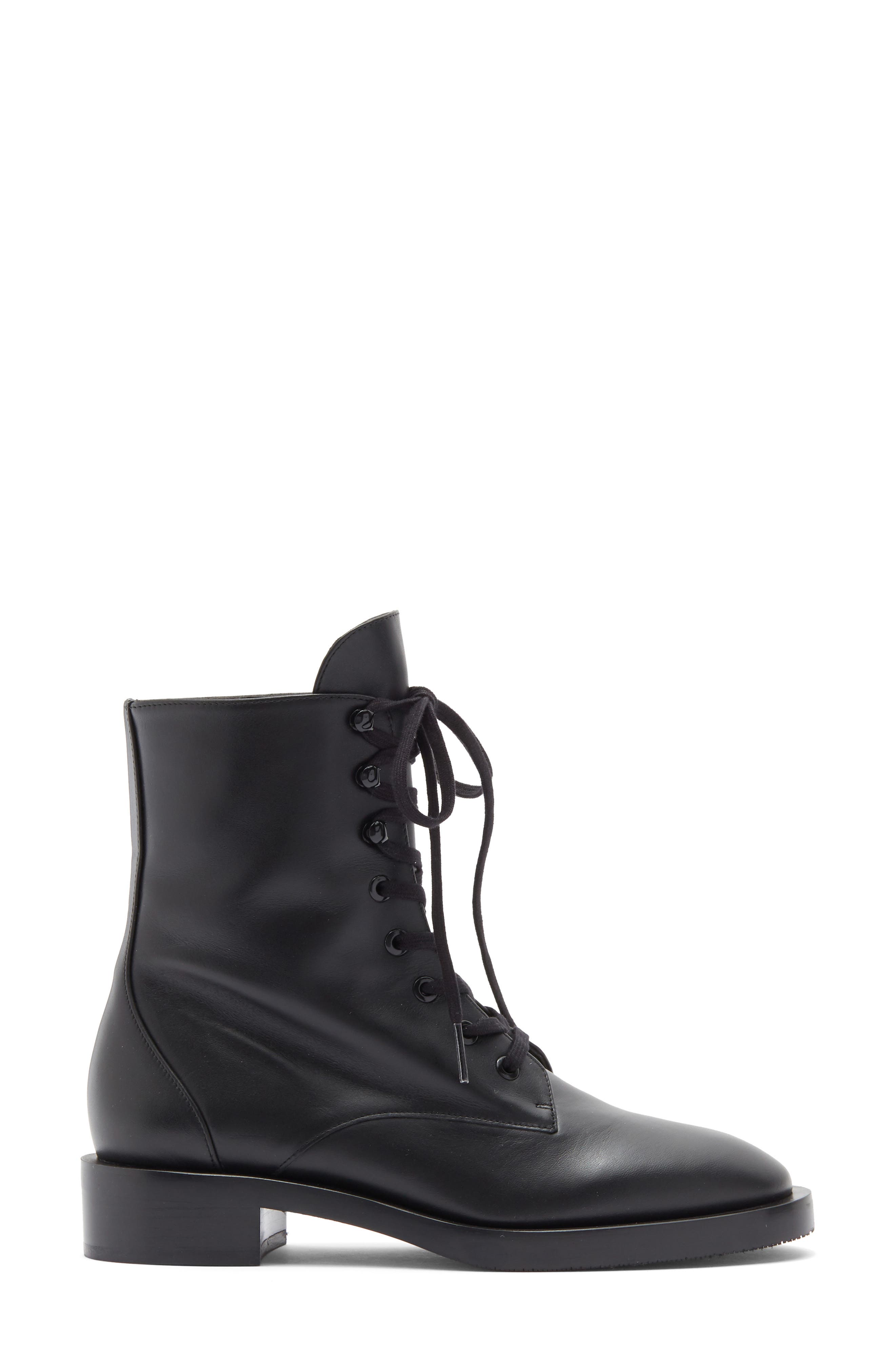 Stuart Weitzman Sondra Lace-Up Combat Boot, Alternate, color, Black