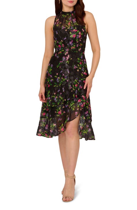 Adrianna Papell Multi-floral factory Dress Black 570271543 Size 10