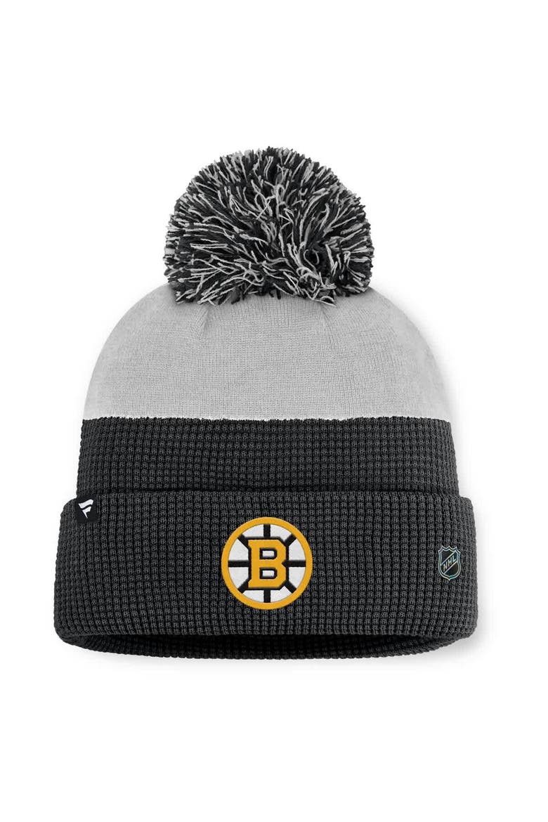 Men's Fanatics Black/Gray Boston Bruins Authentic Pro Home Ice Cuffed Knit Hat with Pom, Alternate, color, Black