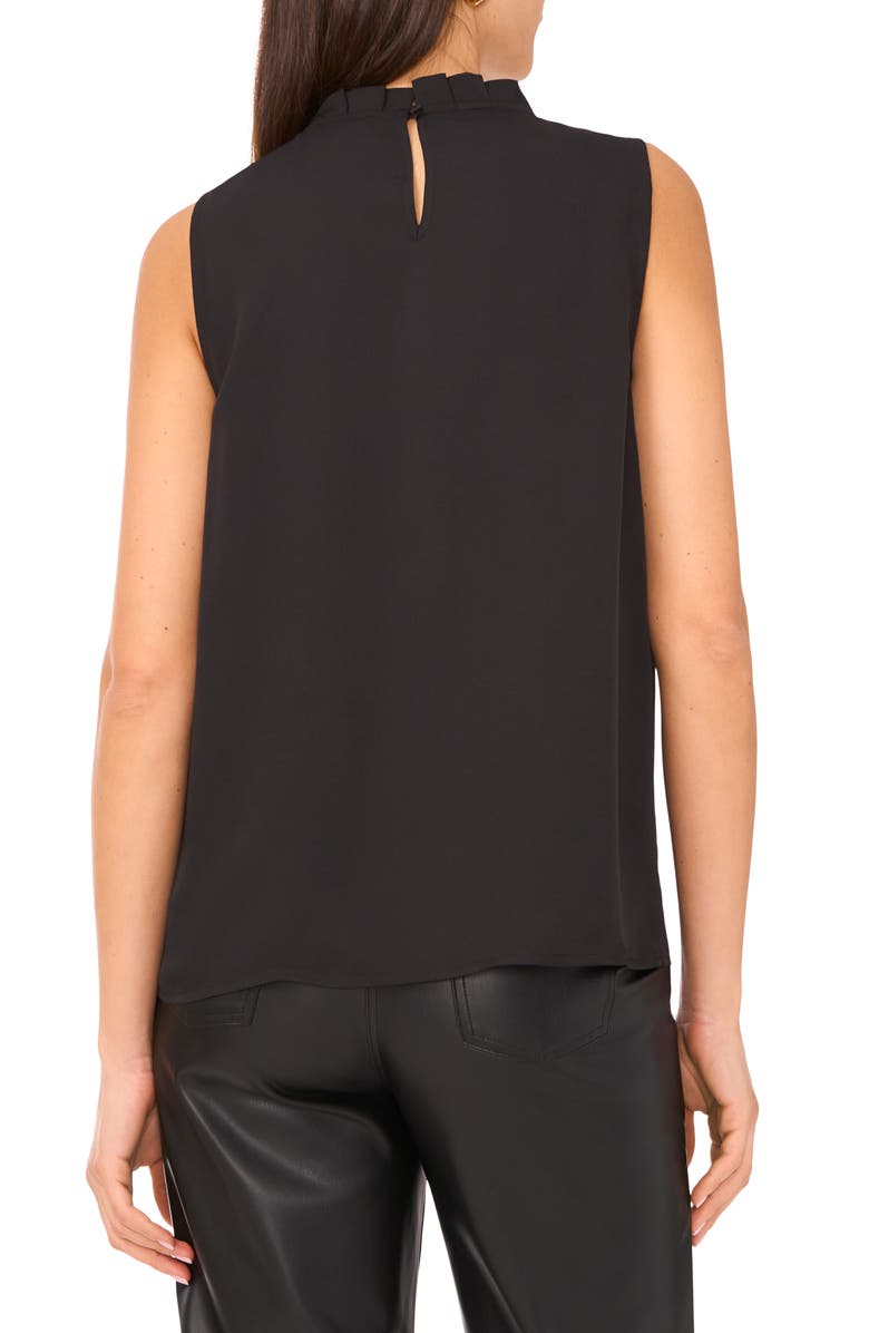 Vince Camuto Pleated Mock Neck Woven Top, Alternate, color, Rich Black