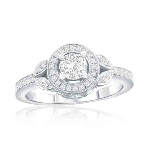 14K White Gold 0.34ct White Diamond & 0.43cttw Diamond Ring
