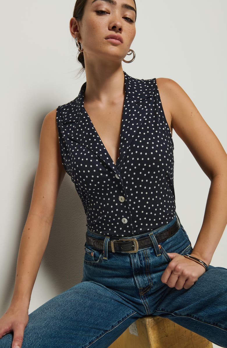 Nation LTD Caia Havana Polka Dot Pima Cotton Blend Button-Up Top, Alternate, color, Cabana Pol