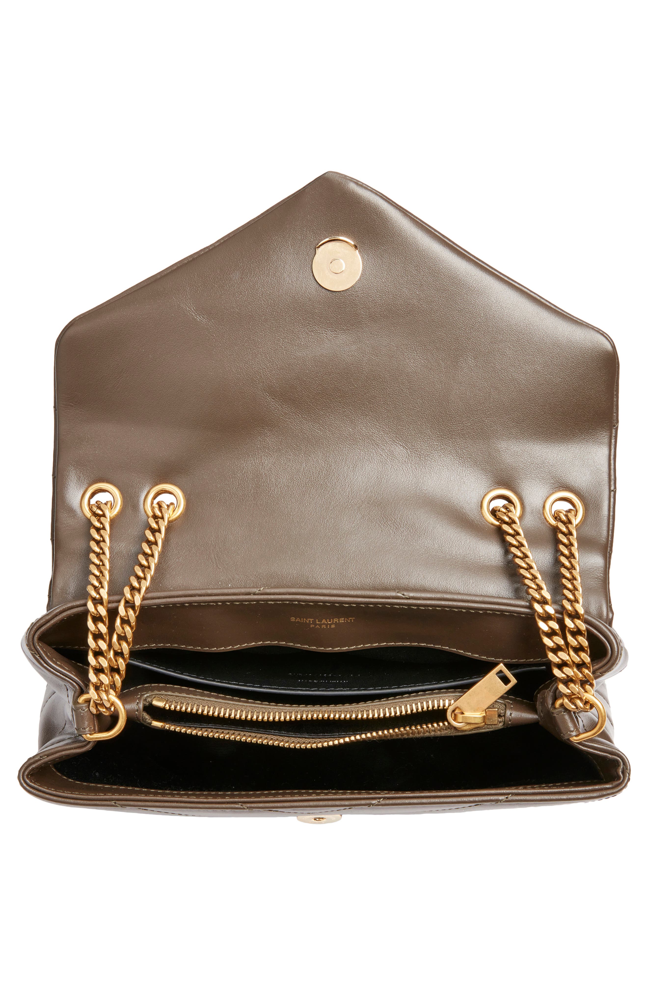 Saint Laurent Small Loulou Chain Leather Shoulder Bag, Alternate, color, Light Musk