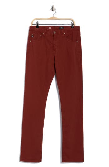 Ag Everett Slim Straight Leg Pants In Burgundy