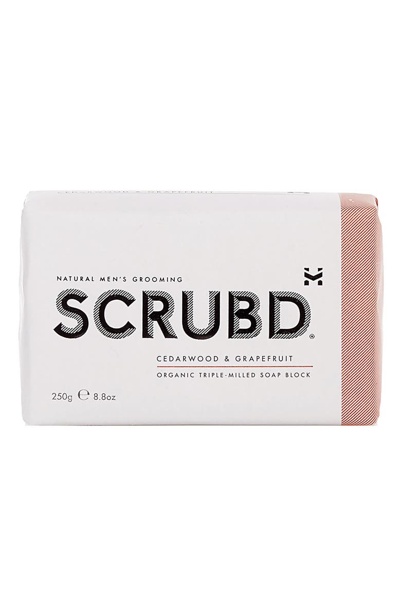 SCRUBD Cedarwood & Grapefruit Organic Triple-Milled Soap Block, Main, color, 