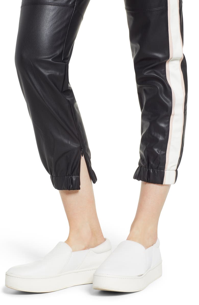 David Lerner Side Stripe Faux Leather Jogger Pants, Alternate, color,