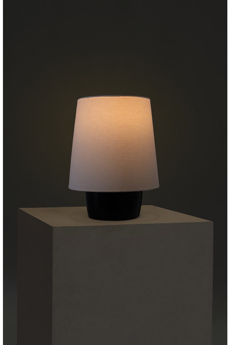 Dan 14" LED Classic Table Lamp with Cream Tapered Drum Shade and Heavy Ceramic Base, Bulb Included, Alternate, color, Classic Black