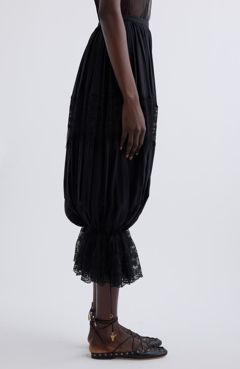 Chloé Lace Trim Silk Crop Pants, Alternate, color, Black