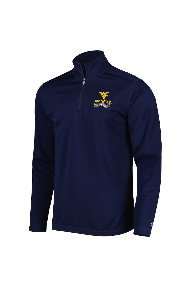 Men's Champion Navy West Virginia Mountaineers Textured Quarter-Zip Jacket, Alternate, color, Navy