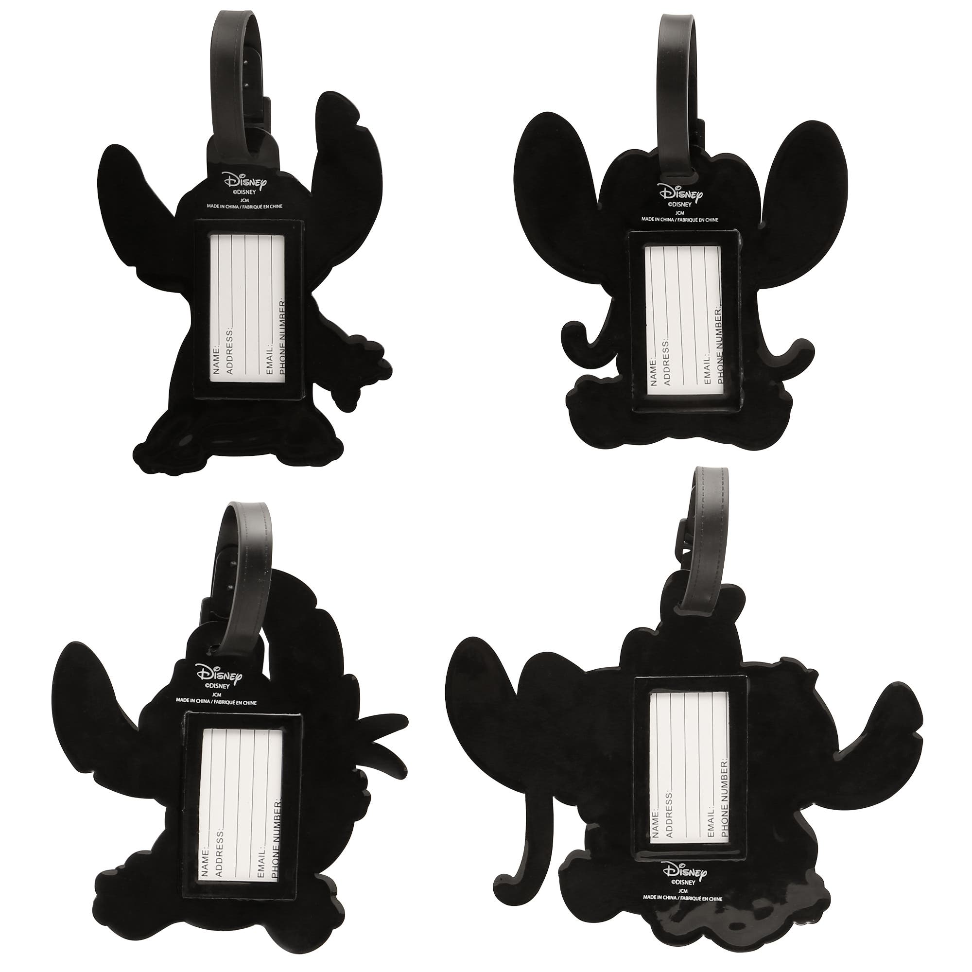 Disney Lilo and Stitch Luggage Tag, Set of 4, Alternate, color, Black, Blue