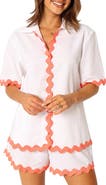 Petal & Pup Harry Rickrack Trim Cotton & Linen Button-Up Shirt