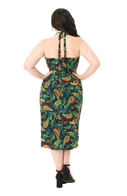 Unique Vintage Plus Size Leilani Sleeveless Sarong Dress In Green