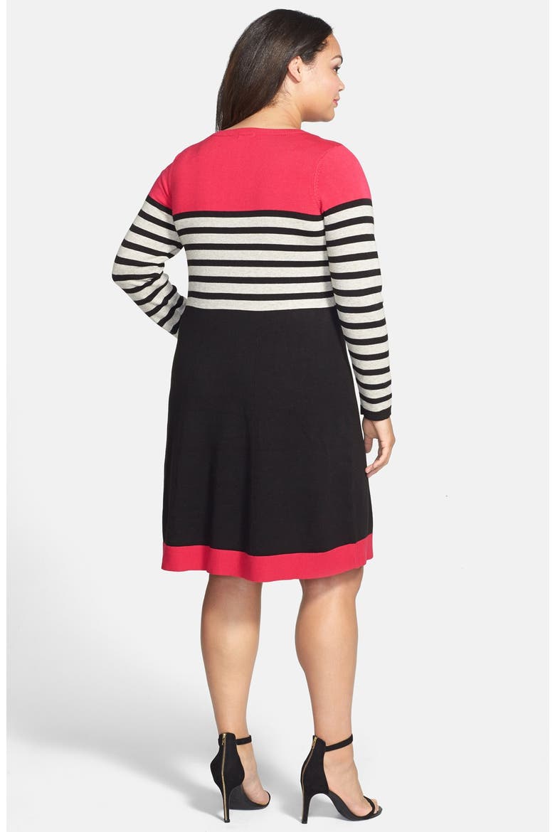 Colorblock Stripe Sweater Dress, Alternate, color, BLACK MULTI
