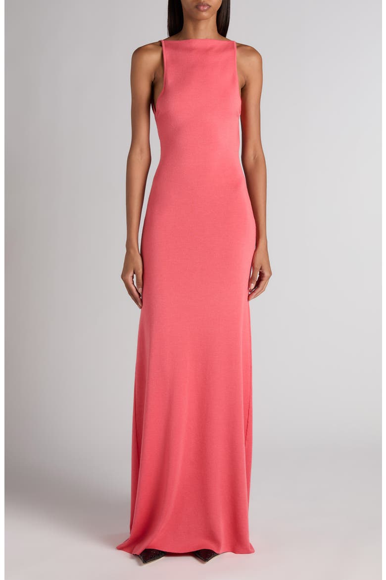Slash Neck Open Back Cashmere & Silk Gown, Main, color, BRIGHT FUXIA