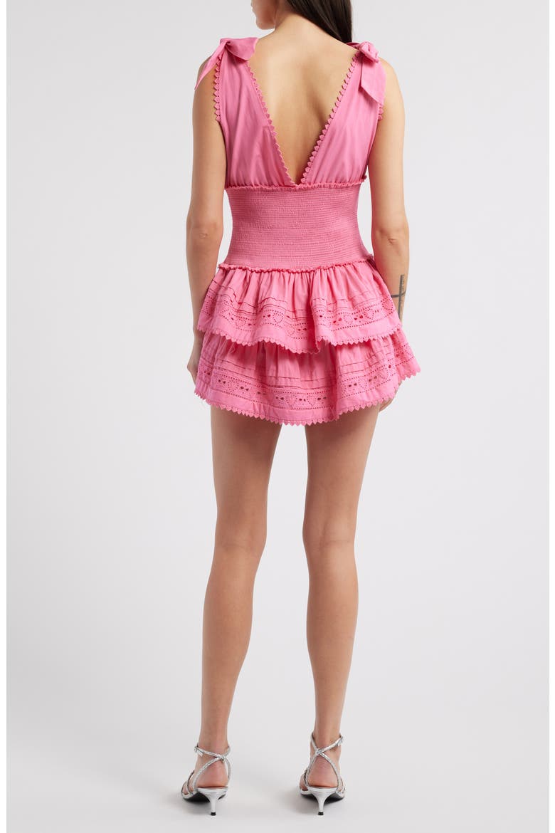 Soira Smocked Tiered Cotton Minidress, Alternate, color, CARNATION HEART