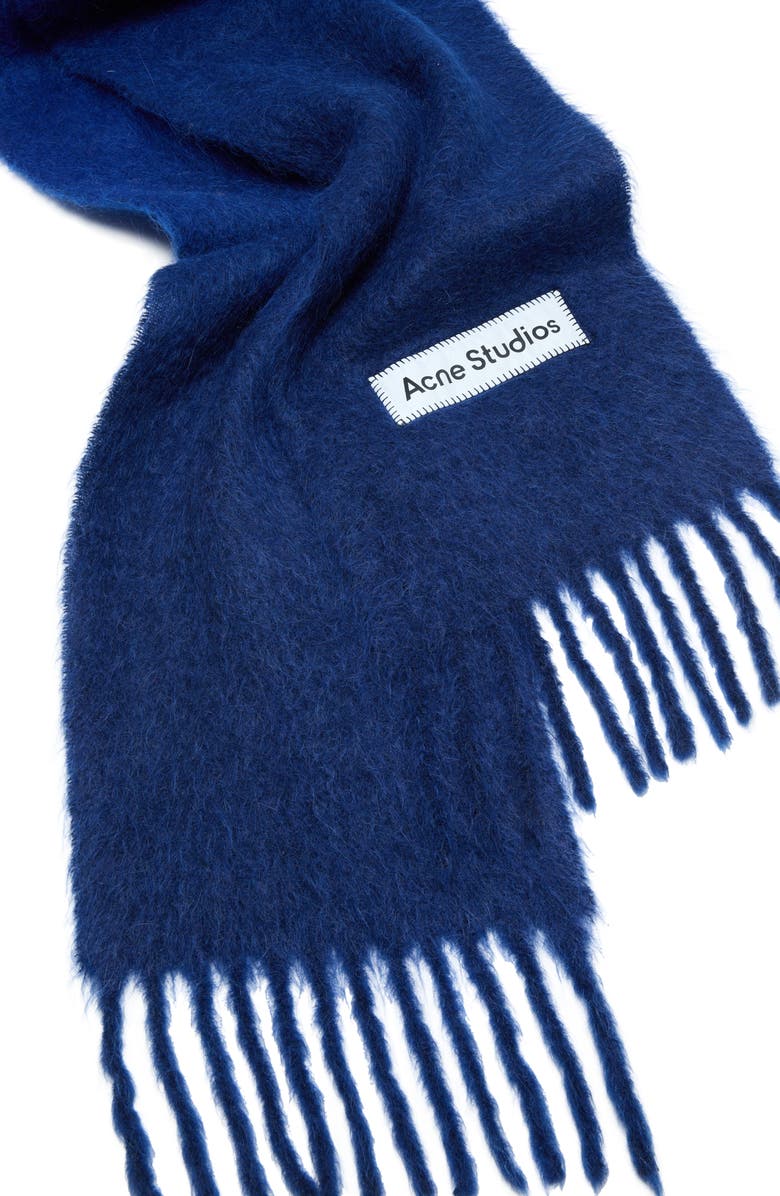Acne Studios Vally Dip Dye Alpaca & Wool Blend Fringe Scarf, Alternate, color, Blue
