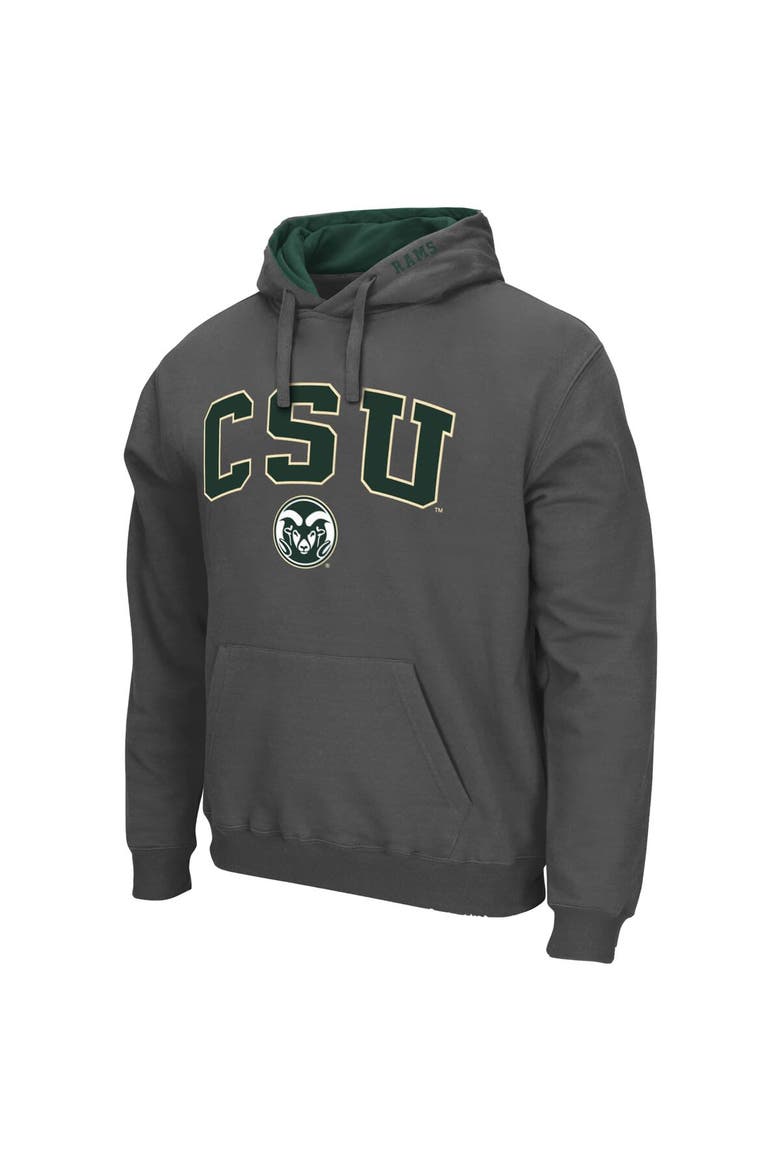 Men's Colosseum Charcoal Colorado State Rams Arch and Logo Pullover Hoodie, Alternate, color, Charcoal